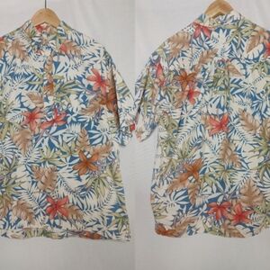 Cooke Street Shirt Hawaiian Popover Short Sleeve Cream Peach Green 80s 90s M‎
